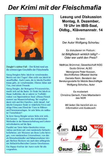 Bild des Flyers zur Lesung und Diskussion am 8. 12. in OL